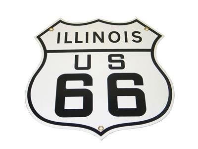 Illinois Route 66 12" Diecut Porcelain Sign