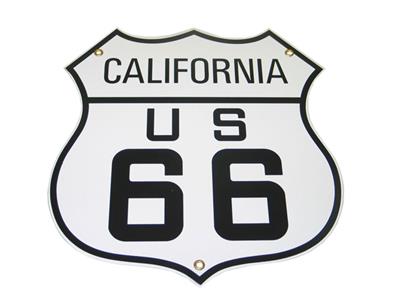 California Route 66 12" Diecut Porcelain Sign