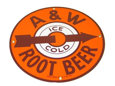 A & W Root Beer 12" Porcelain Sign