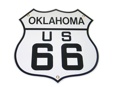 Route 66 Oklahoma 12" Diecut Porcelain Sign