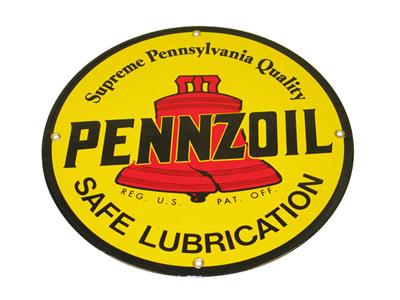 Pennzoil 12" Diameter Porcelain Sign