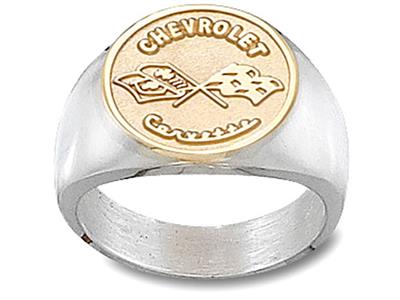 C1 Round Logo Mens Ring - Sterling Silver 2-Tone Size 8.5 *Clearance*