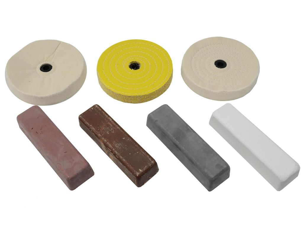Metal And Plastic Buffing And Polishing Kit - For Use With 6" Bench Grinder