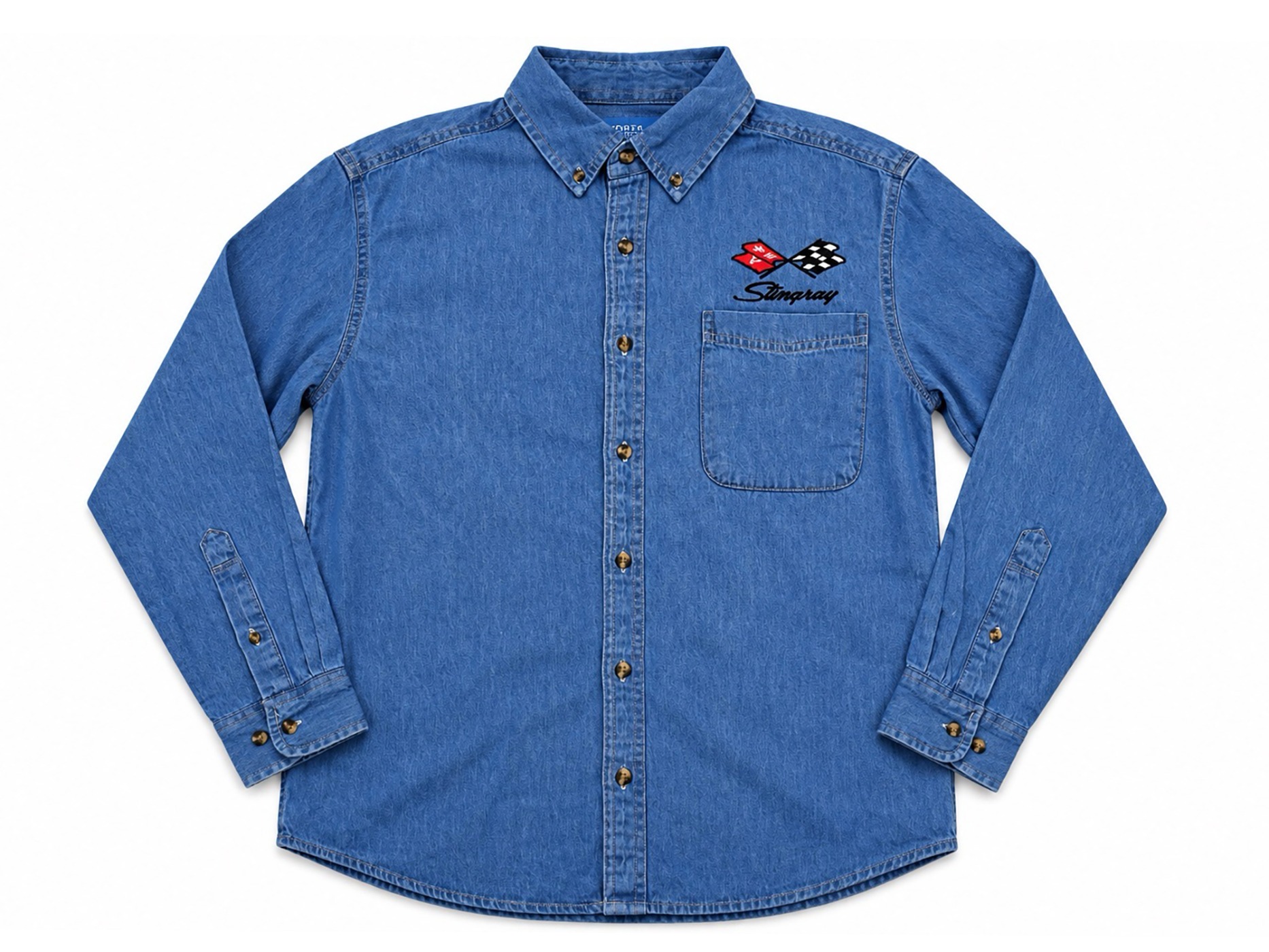 Men's Long Sleeve Denim Shirt With Choice of Embroidered Emblem