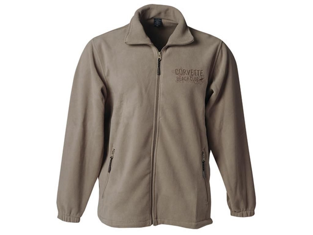 Mens Taupe Etched Corvette Beach Club Zippered Fleece *Clearance*