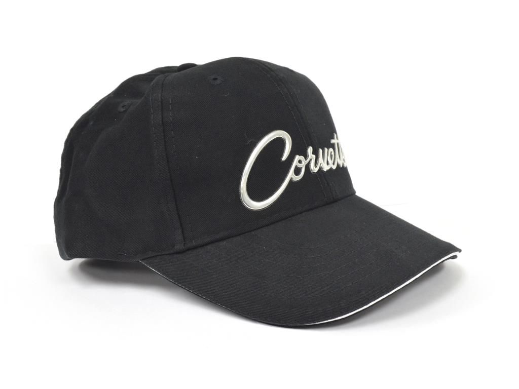 Hat- Black With Liquid Metal Corvette Script