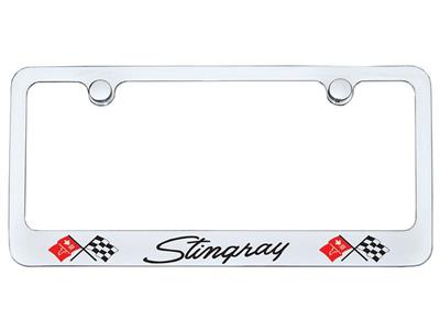 License Plate Frame / Bezel - C2 And C3 Stingray Logo Chrome