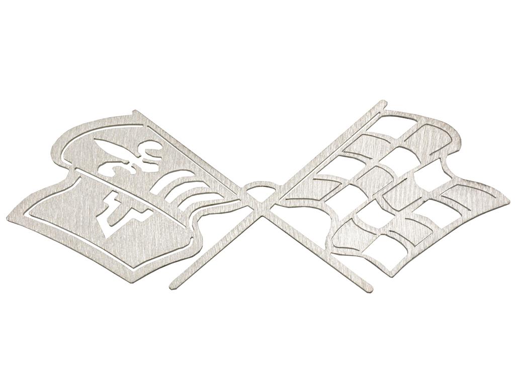Ornament Corvette Crossflag Brushed Metal by CarArtWorks