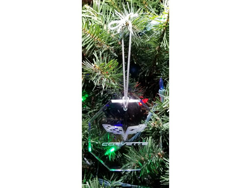 Beveled Octagon Glass Ornament With C1 - C8 Logo