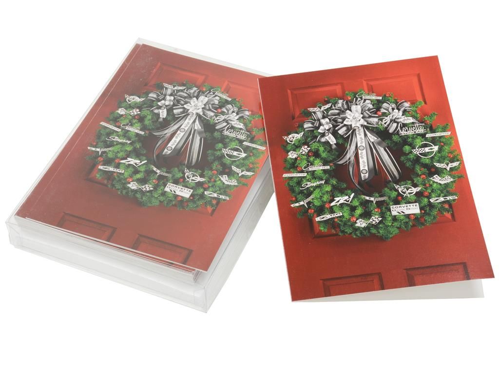 Christmas Cards Corvette Christmas Wreath by CarArtWorks