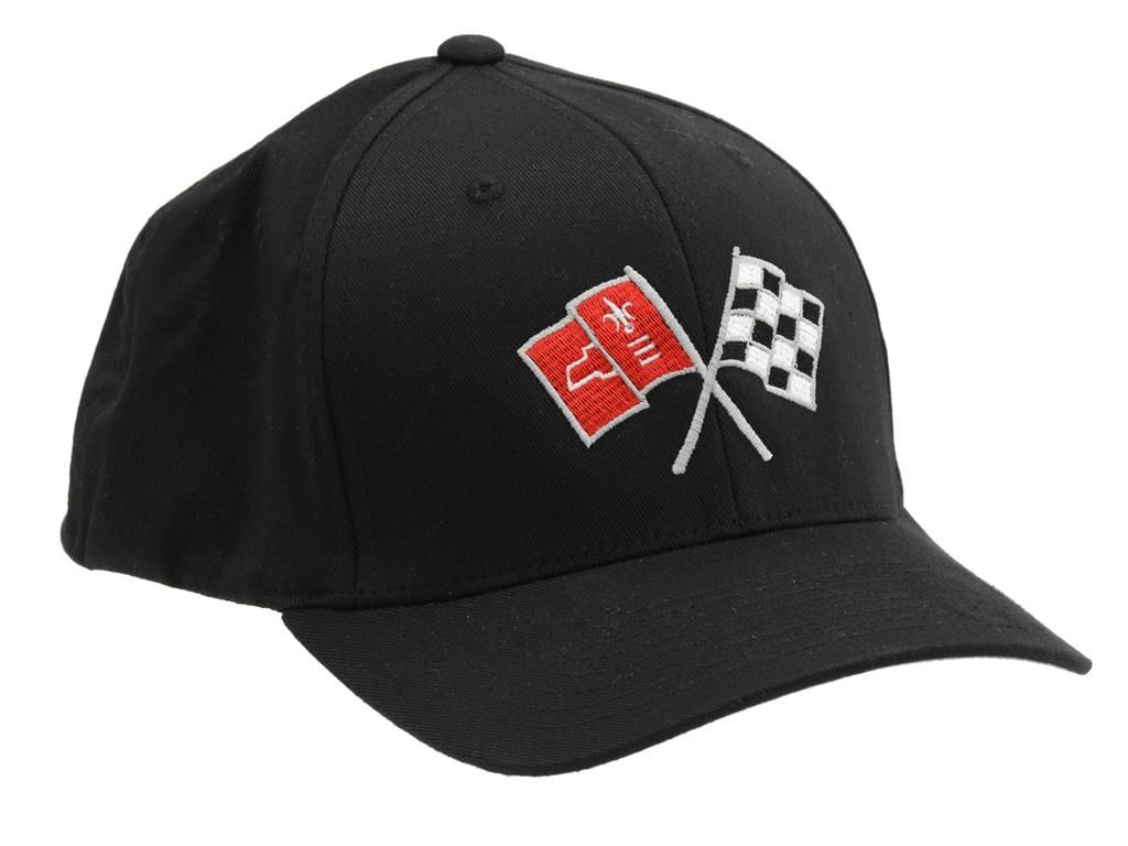 63-66 Hat - Black Flex Fit With C2 Emblem ( L / XL ) Fits 7-3/8"-7-5/8"