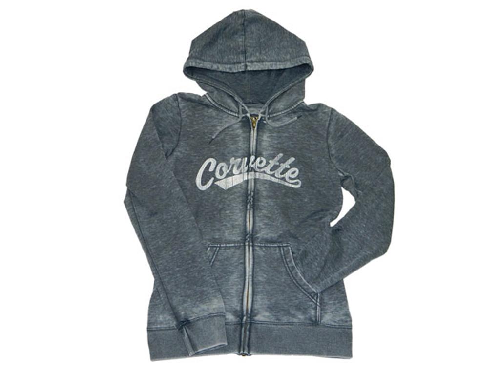 Faded Navy Junior Burnout Hoodie Corvette Lettering *Clearance*