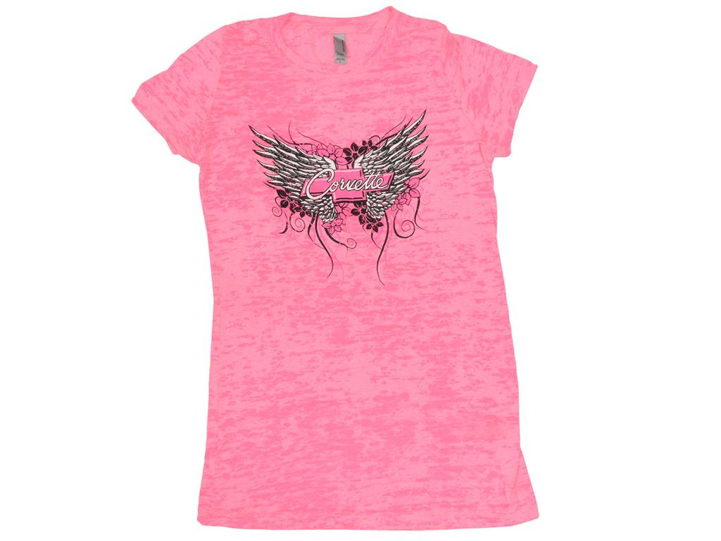Juniors Corvette Wings Hot Pink T-Shirt *Clearance*