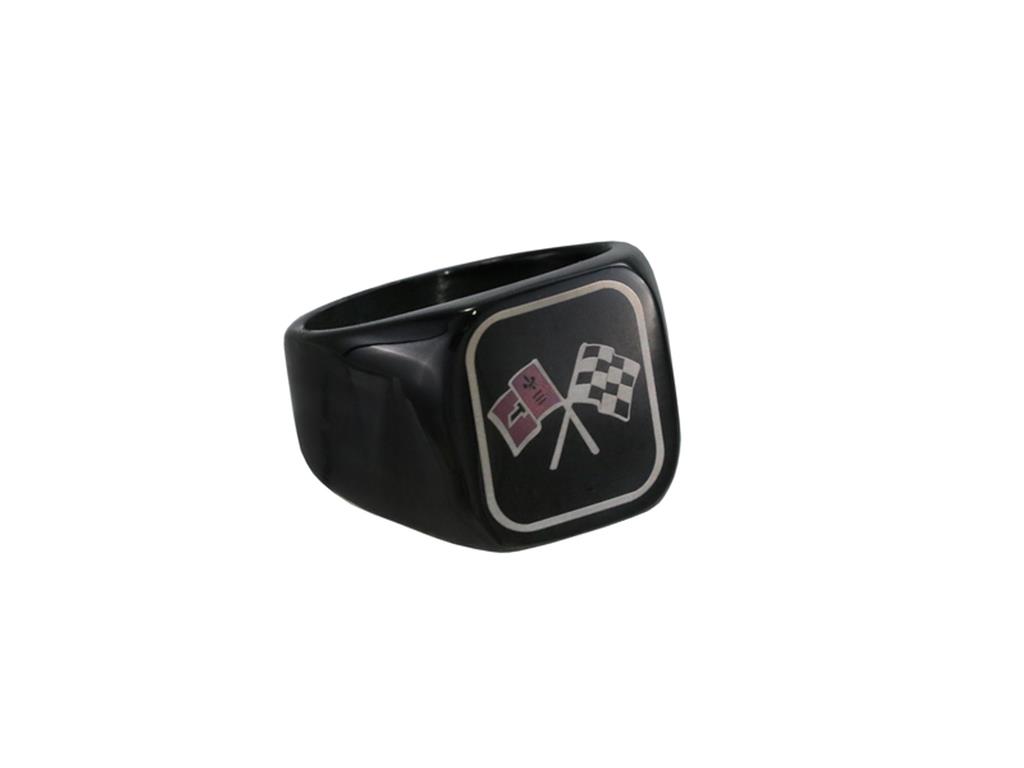 Black Color Emblem Signet Ring With C2 Emblem