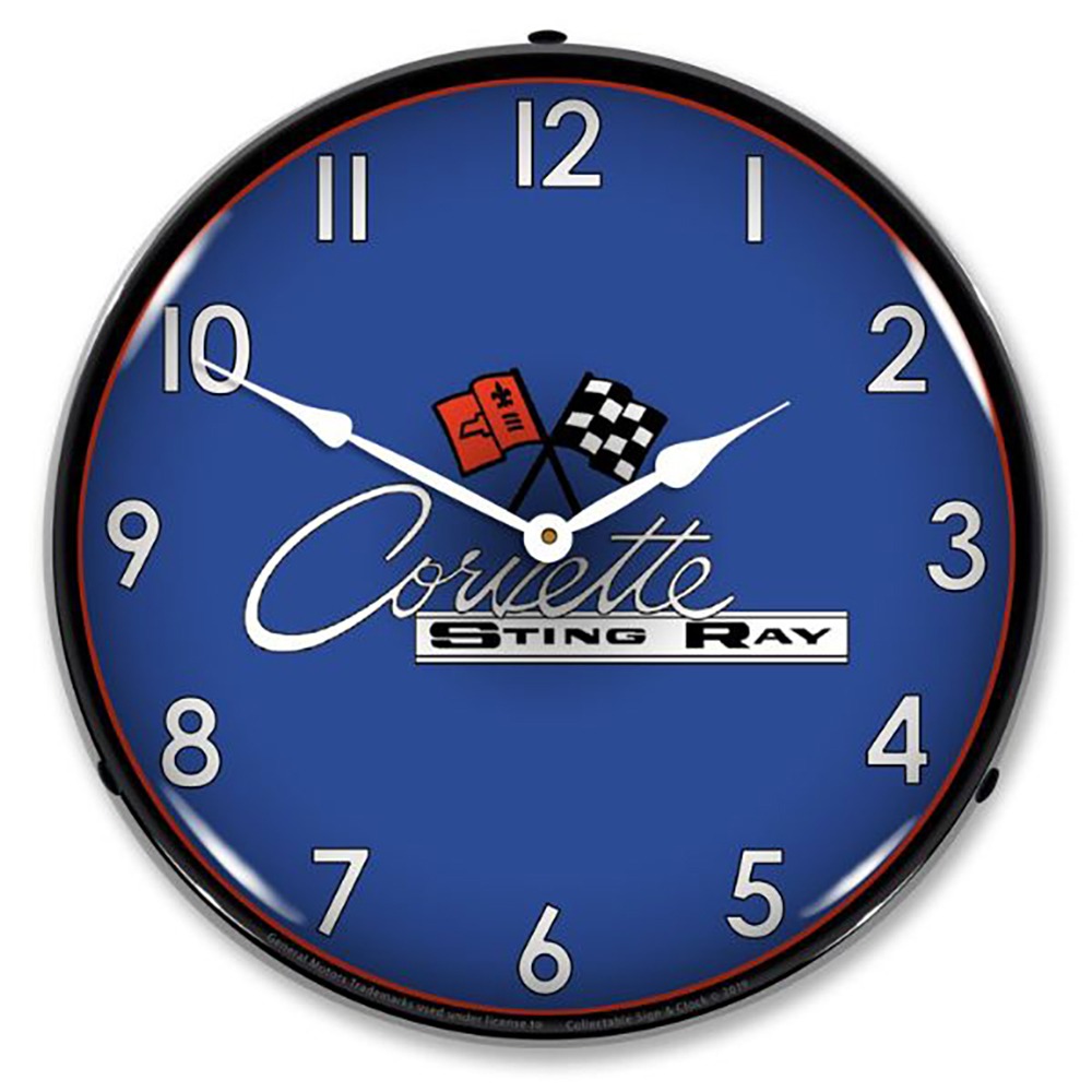 C2 Corvette Sting Ray Blue - Backlit Lighted Clock