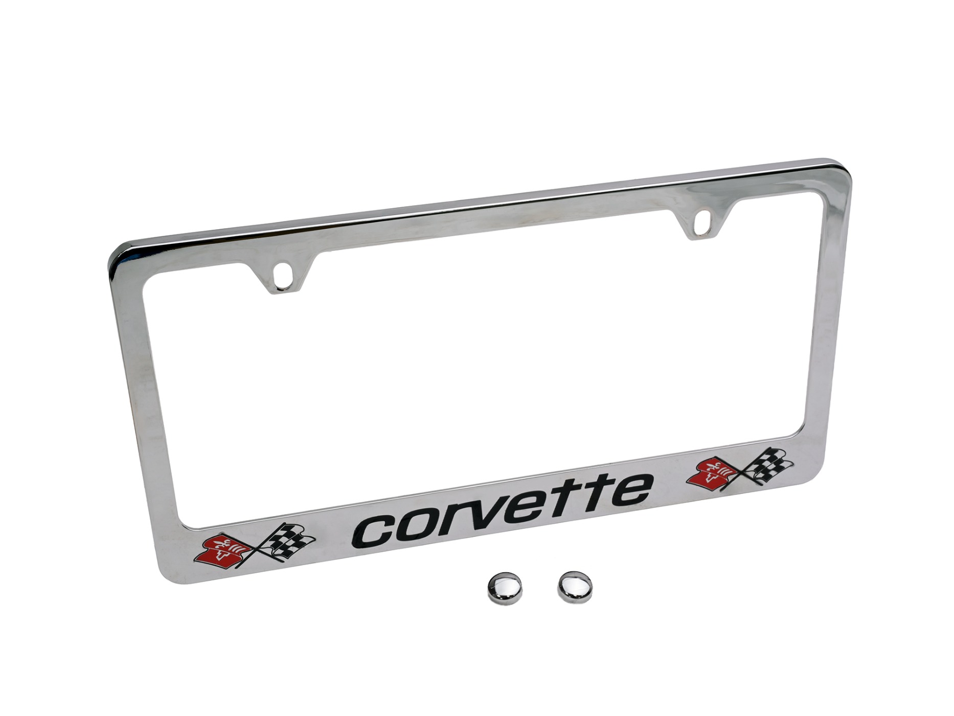 License Plate Frame / Bezel - Crossflags Logo - Solid Brass Chrome Plated