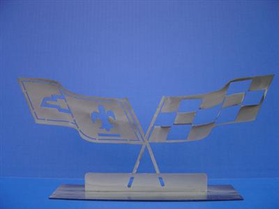 CarArt Brushed Metal 77-82 Crossflag - Table / Desktop Emblem