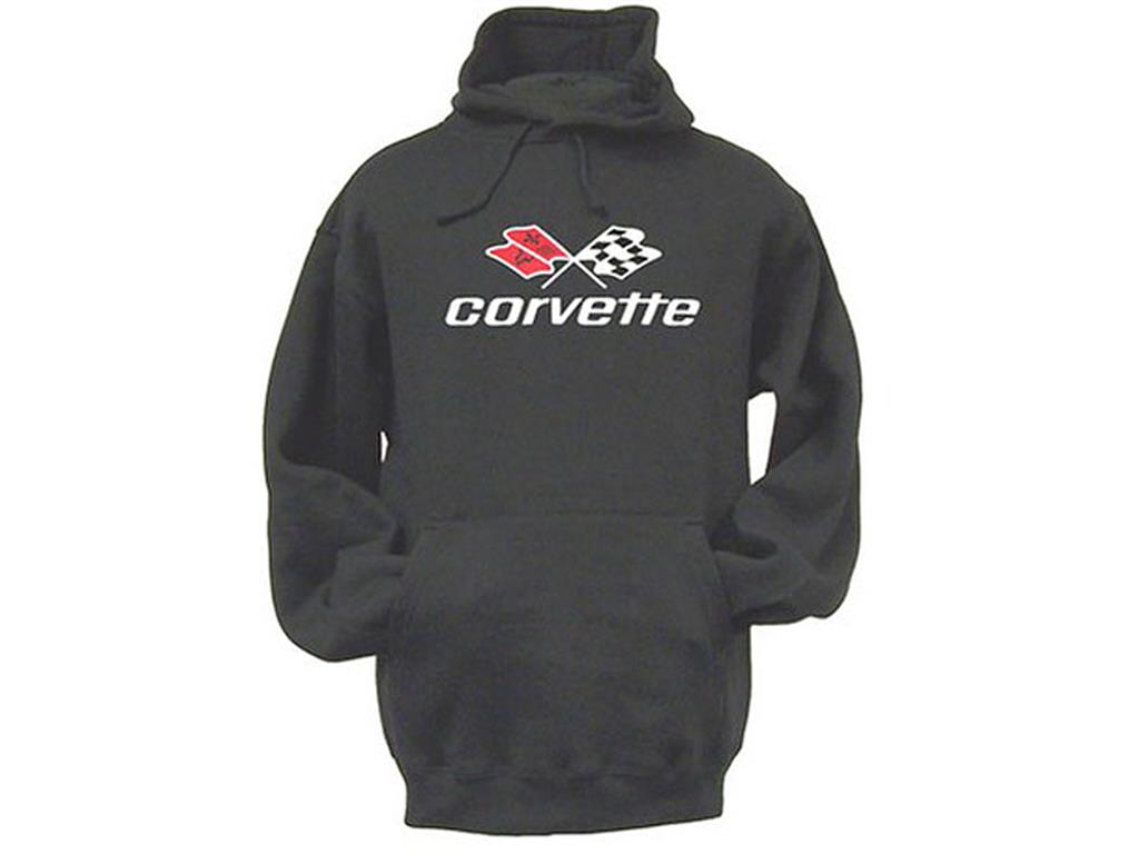 Hoodie/Hooded Sweatshirt With Crossflag Embroidered Logo Black