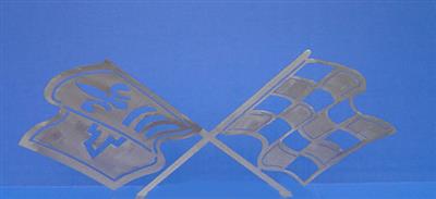 36" CarArtWork Brushed Metal Wall Hanging 1967-1976 C2 C3 Crossed Flags Emblem