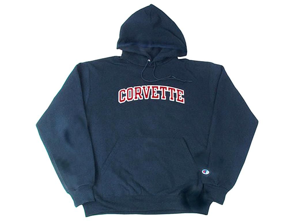 Hooded Sweatshirt Navy With Red Corvette Lettering *Clearance*