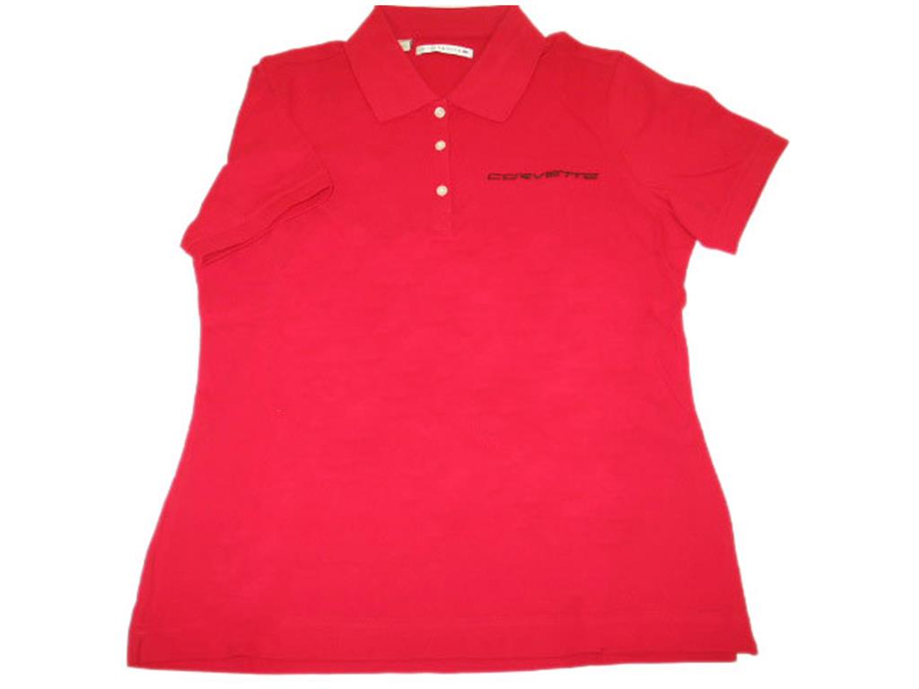 Polo Womens Cutter & Buck Pique Red Corvette Script *Clearance*