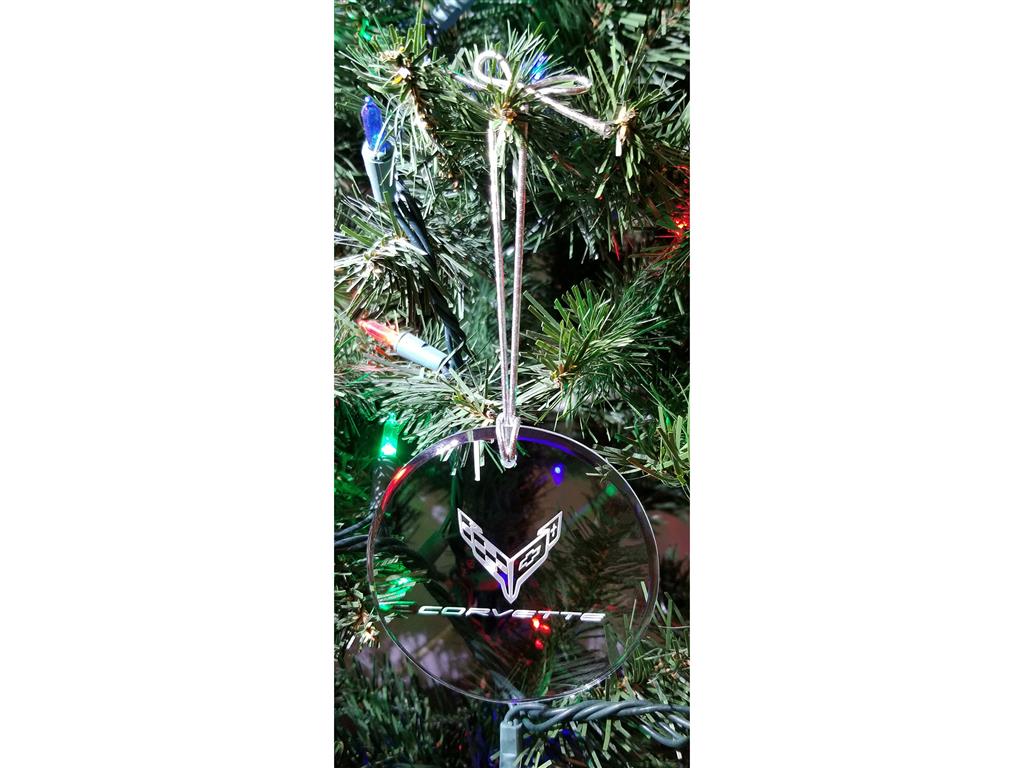 Circle Glass Ornament With Logo