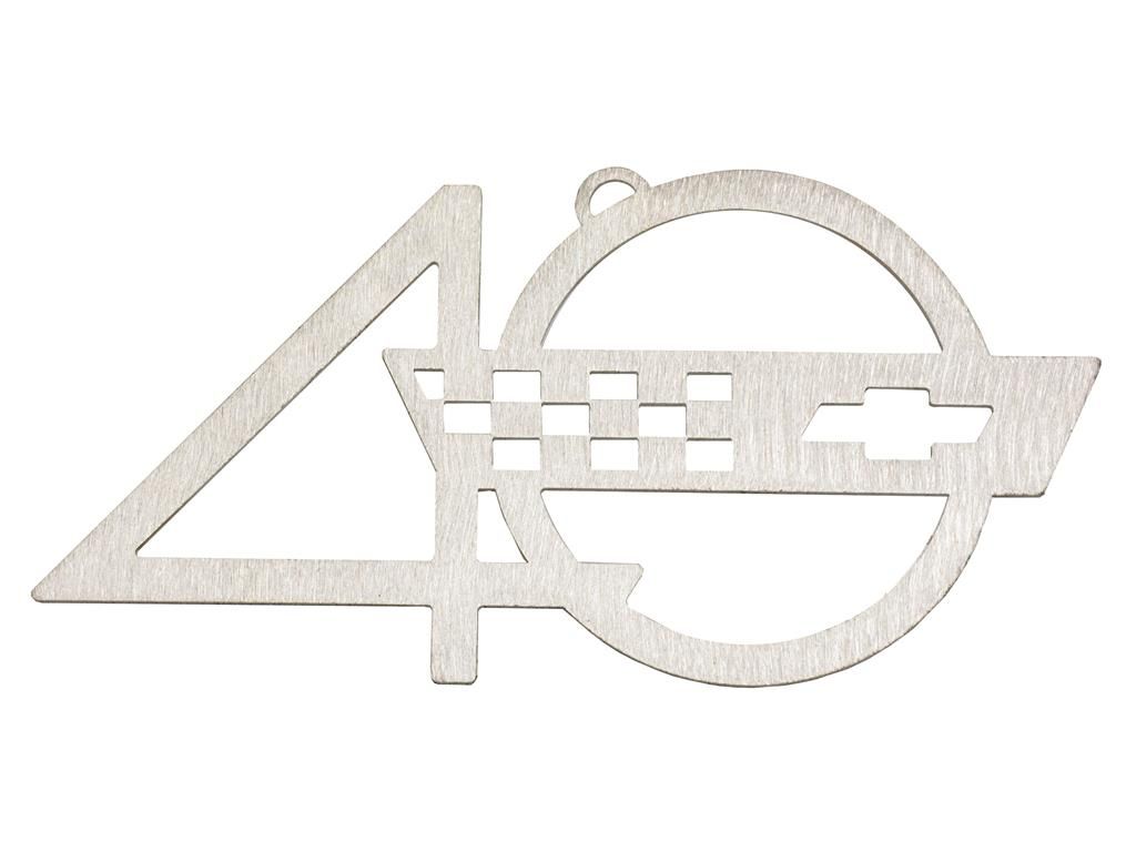 Ornament 40th Corvette Brushed Metal by CarArtWork