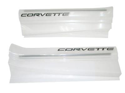 97-04 Door Sill Protection Covers - Clear Acrylic With Black Script