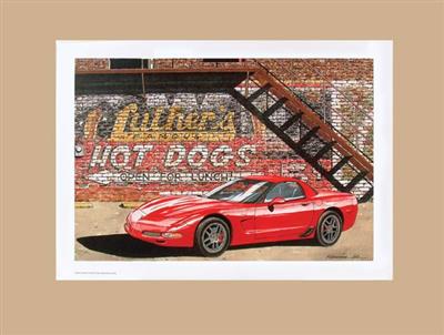 Pair Of Hot Dogs Red Z06 10 1/2" X 16" Lithograph Forrester Print