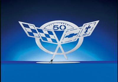 03 50th Anniversary C5 Emblem - CarArtWork Brushed Metal - Table / Desktop Emb