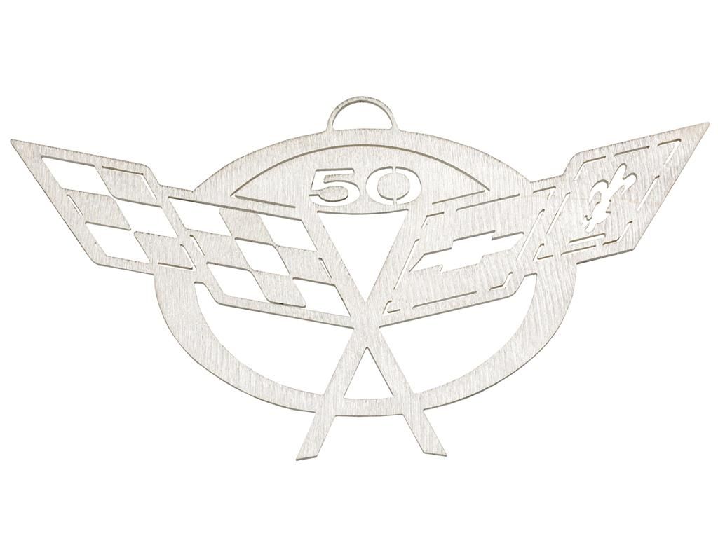 Ornament 50th Corvette Brushed Metal by CarArtWork