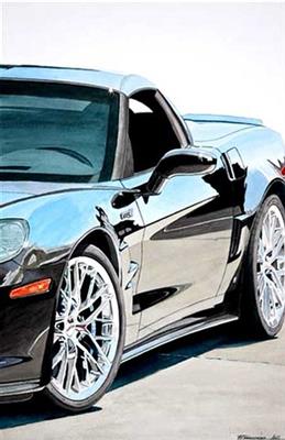Thunder Road Black ZR1 11" X 17" Giclee Print By Dana Forrester