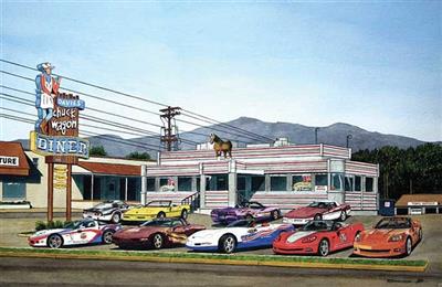 Steak And Eggs Indy Pace Car 11" X 17" Giclee Print By Dana Forrester
