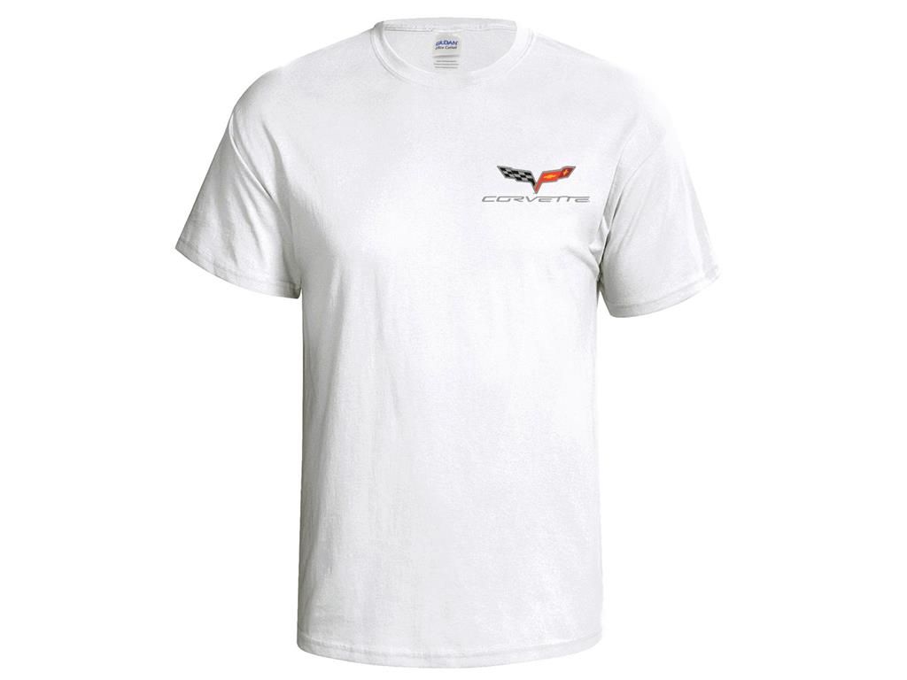 White T-Shirt With C6 Silk Screened Logo