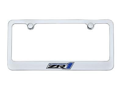License Plate Frame Bezel ZR1 Logo Chrome