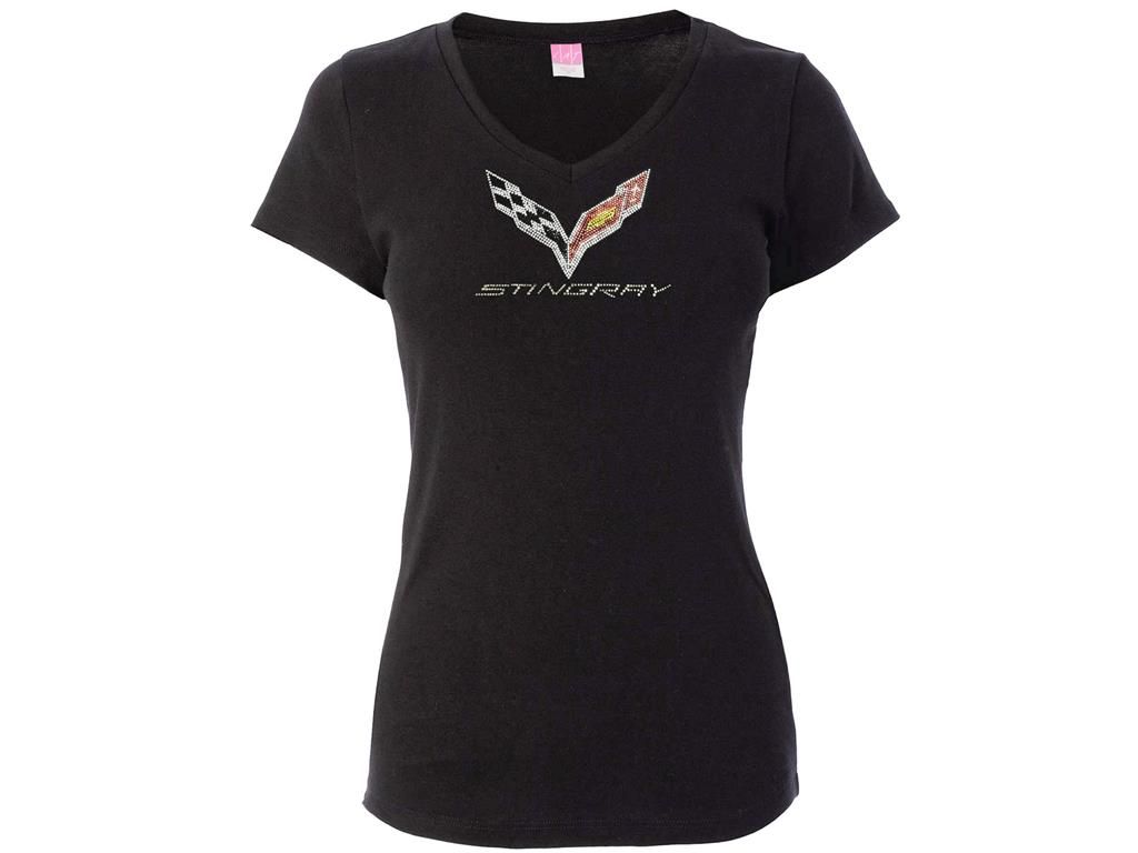 T-Shirt Ladies C7 Corvette Rhinestone Emblem
