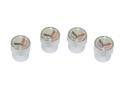 Chrome Valve Stem Cap With C7 Logo Set of 4 *Discontinued*