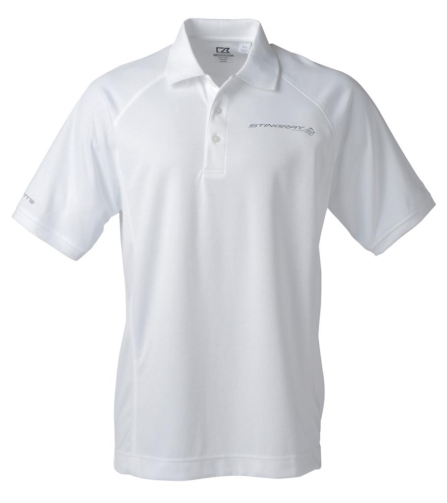 Mens White Cutter And Buck Drytec C7 Stingray Logo *Clearance*