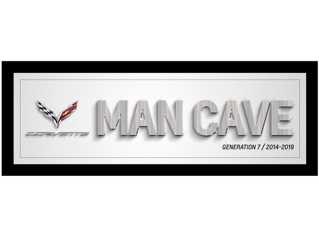 C7 Framed Man Cave Printed Canvas Sign 13" x 35"