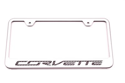 14-19 Rear License Plate Frame Stainless Steel Corvette Script Carbon Fiber