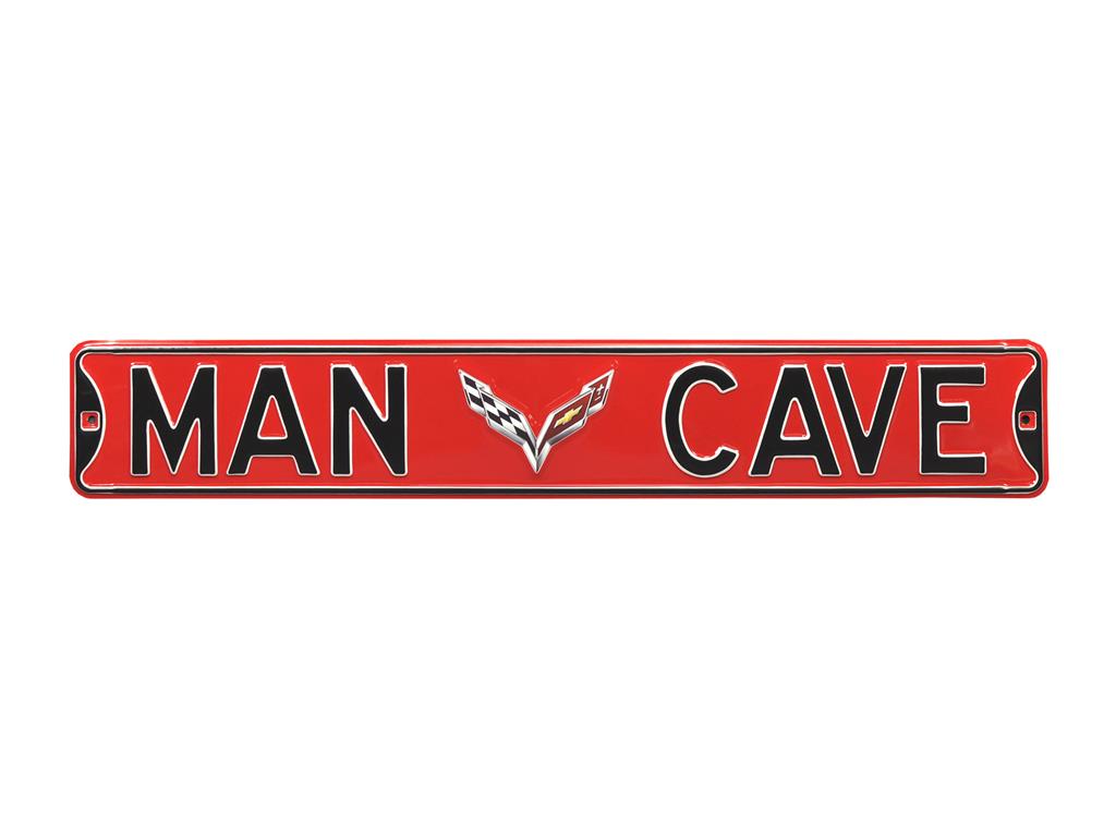 C7 Man Cave Red Street Sign