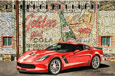 The Golden Girl Red C7 Z06 Coupe Print (ND)