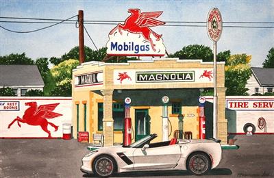 Mobil Gas Magnolia Silver Z06 Convertible Print (ND)