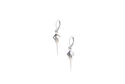Stingray Lever Back Earrings 1-3/4" - Sterling Silver