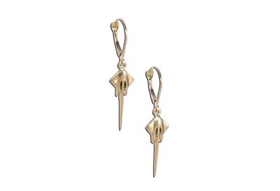Stingray Lever Back Earrings 1-3/4" - 14k Gold