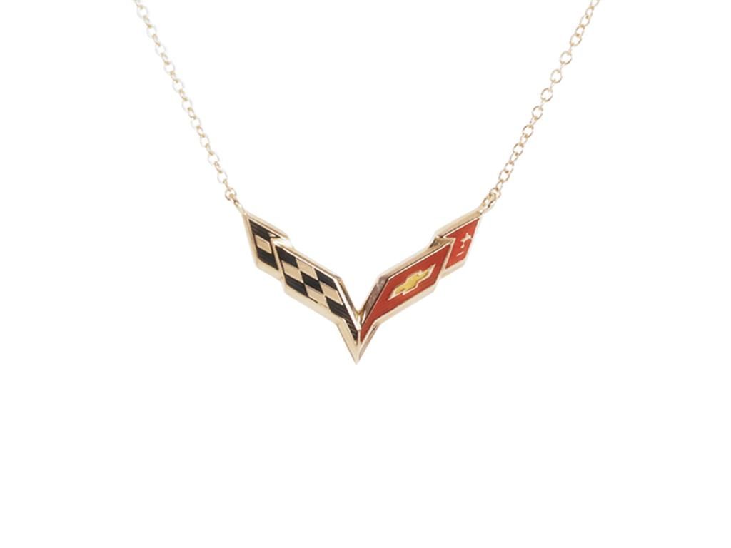 C7 Enameled Emblem 14K Gold Necklace with 18" Chain(ND)