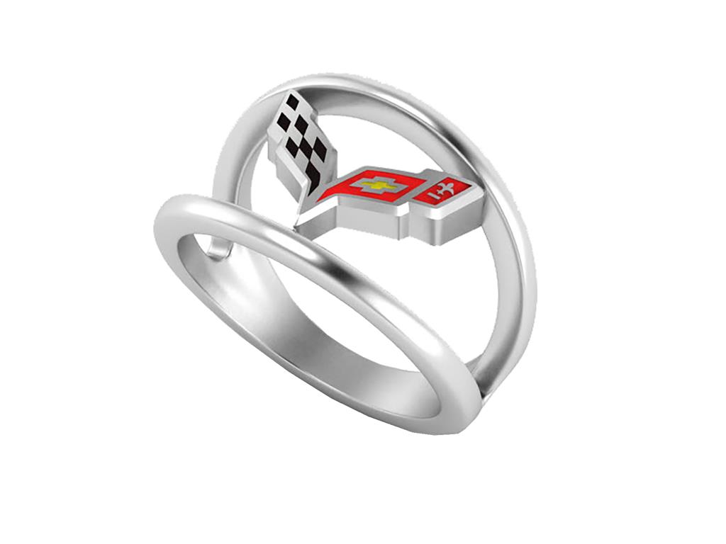 C7 Ladies Ring Open - Sterling Silver w/ Enamel