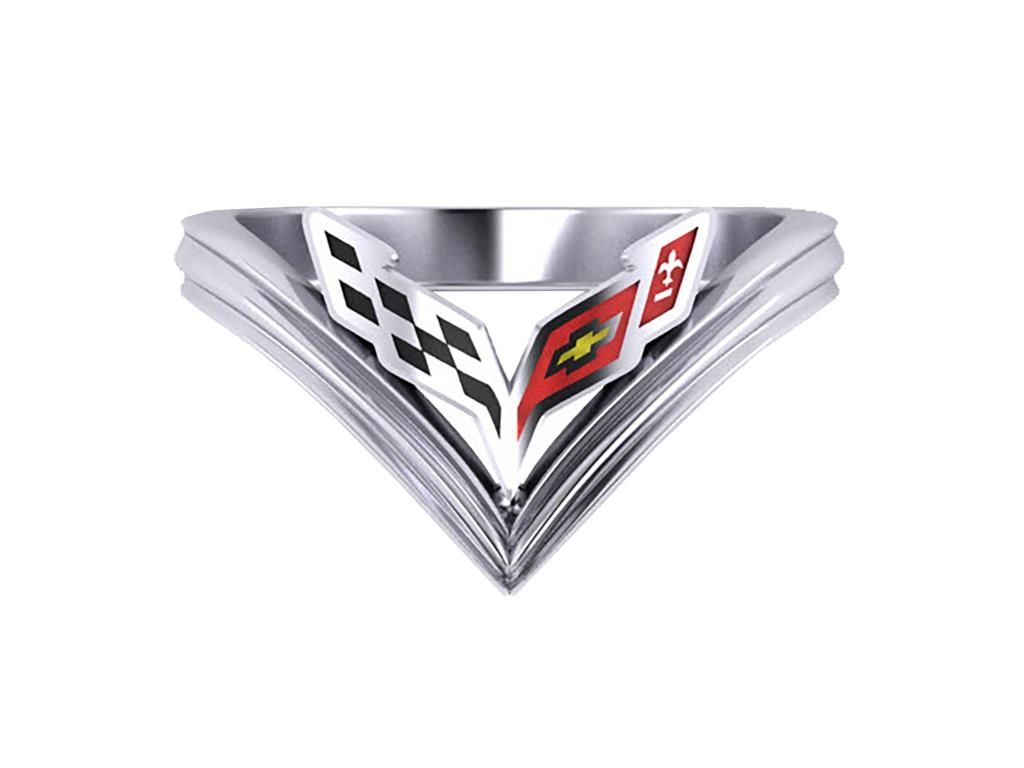 C7 Ladies Ring V Shaped Sterling Silver with Enamel