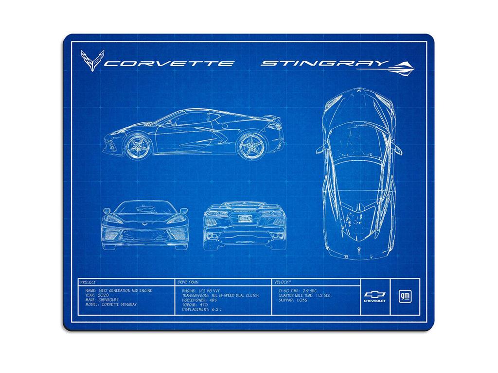 C8 Blueprint 16" x 20" Art Metal Print with Holes for Mounting