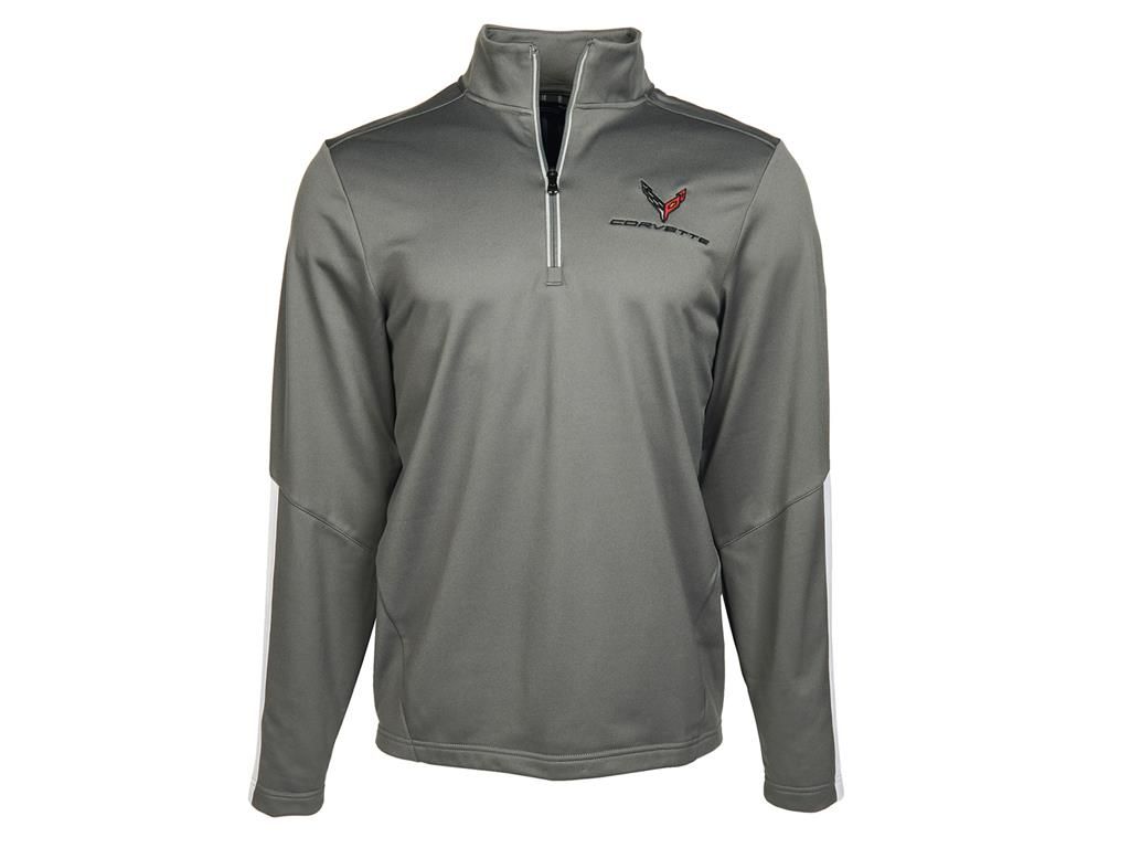 Mens C8 Corvette Under Armour Qualifier Quarter Zip Gray Jacket